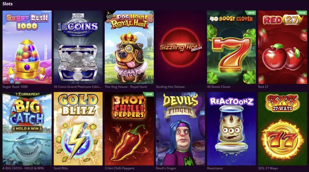 Spieleauswahl bei Malina Casino